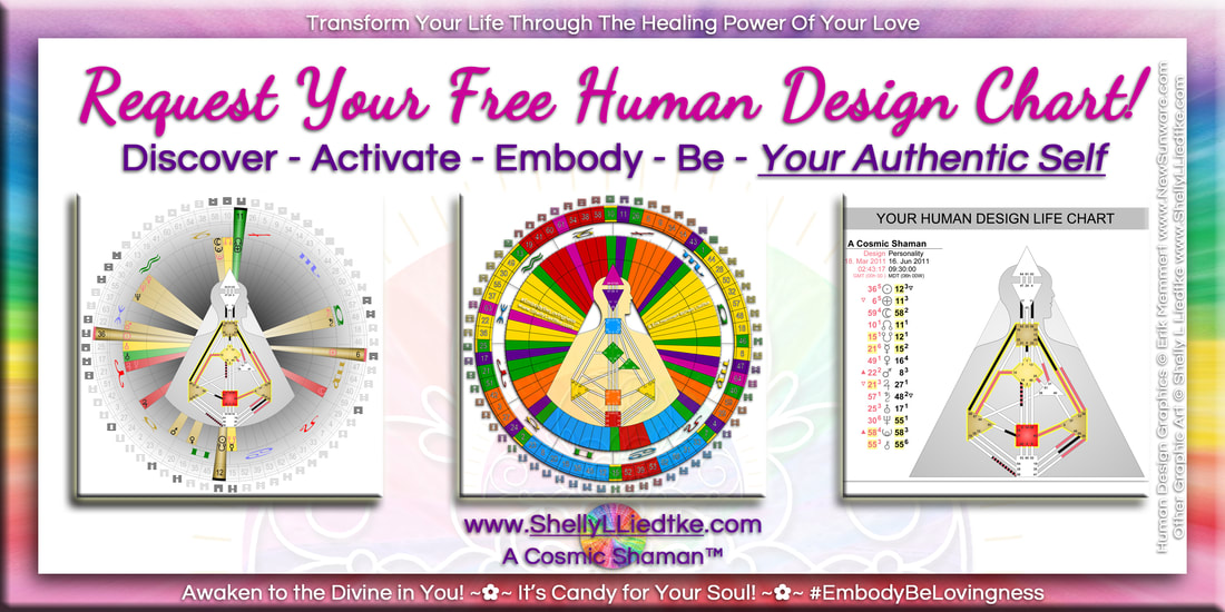 Human Design FREE Chart And Mandala - A Cosmic Shaman - www.ShellyLLiedtke.com - #EmbodyBeLovingness