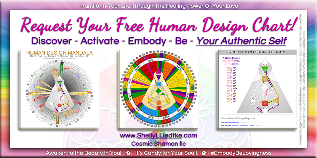 Request Your Human Design FREE Chart And Mandala from A Cosmic Shaman - www.ShellyLLiedtke.com - #EmbodyBeLovingness